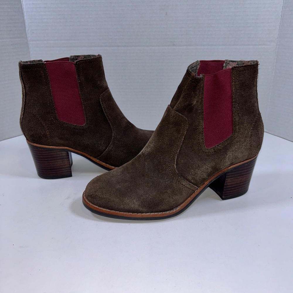 Sperry Boots Womens 7 Brown Top Sider Marlow Suede Chelsea Ankle Fall Heel